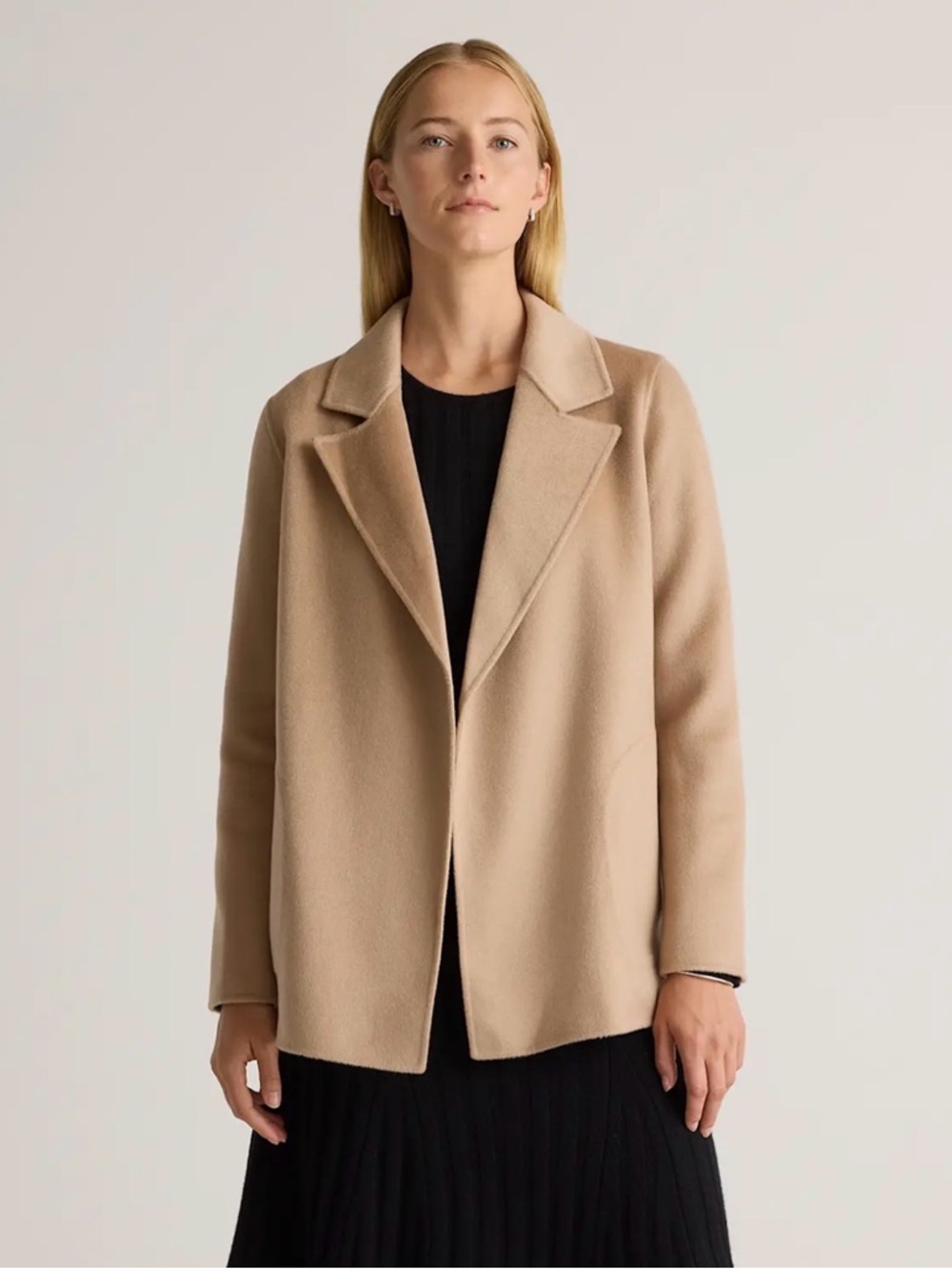 Quince 100% Mongolian Cashmere Double Faced Open Blazer Camel XL NWT